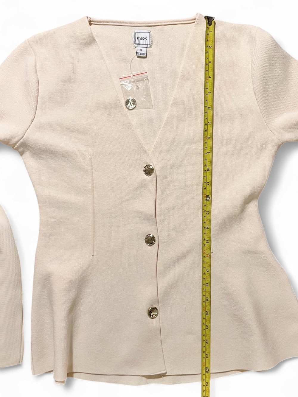 Anthropologie Maeve Cream Collarless Knit Blazer NWOT Size XS - Picture 8 of 10